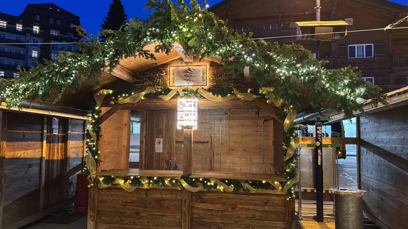 Illuminated and decorated professional chalet